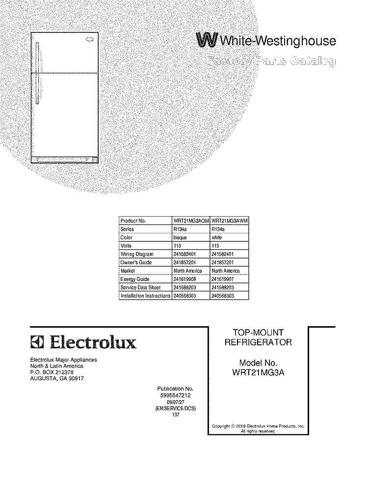 COVER Diagram and Parts List for WRT21MG3AWM  Crosley Refrigerator