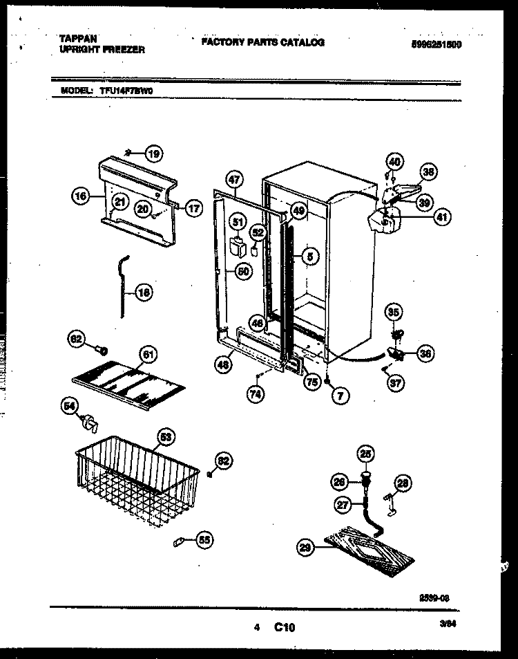 CABINET PARTS Diagram and Parts List for TFU14F7BW0  Tappan Freezer