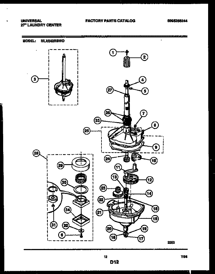 TRANSMISSION PARTS Diagram and Parts List for MLXE42RBD0  Frigidaire Washer Dryer Combo
