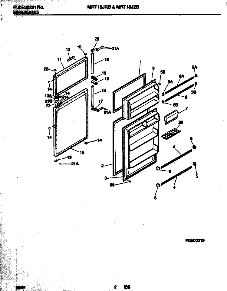 DOORS Diagram and Parts List for MRT18JZBD1  Frigidaire Refrigerator