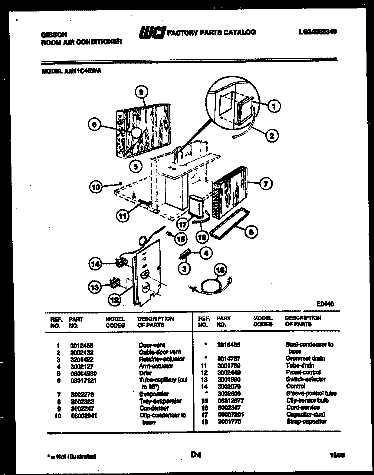 ELECTRICAL PARTS Diagram and Parts List for AM11C4EWA  Gibson Air Conditioner