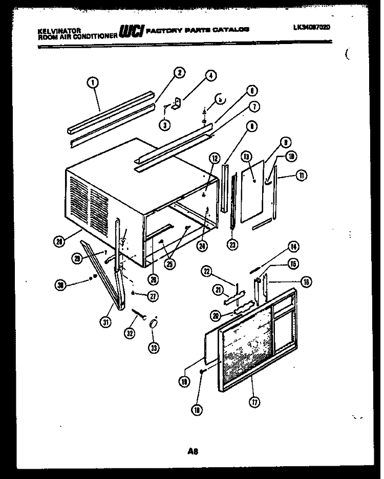 CABINET PARTS Diagram and Parts List for M528D2SA  Kelvinator Air Conditioner