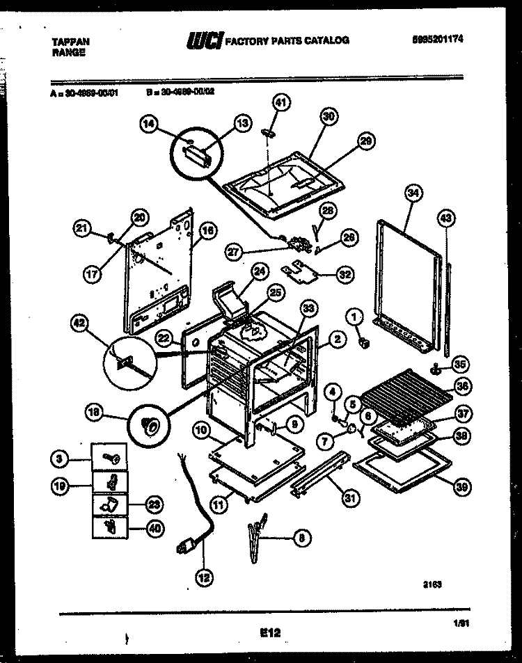 BODY PARTS Diagram and Parts List for 30-4989-00-02  Tappan Range