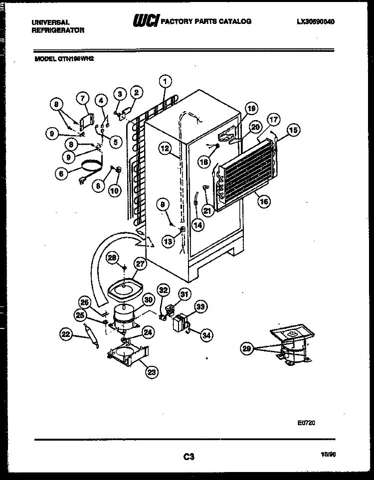 SYSTEM AND AUTOMATIC DEFROST PARTS Diagram and Parts List for GTN198WH2-45  Tappan Refrigerator