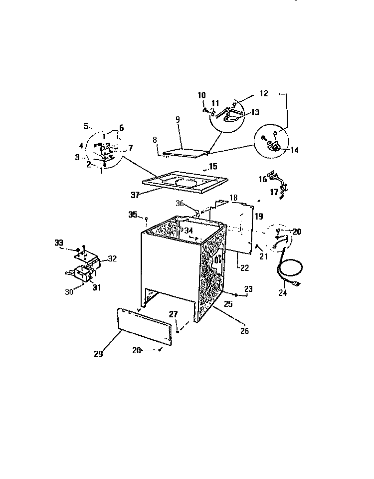 CABINET, TOP PANEL Diagram and Parts List for AW200C0W  Kelvinator Washer