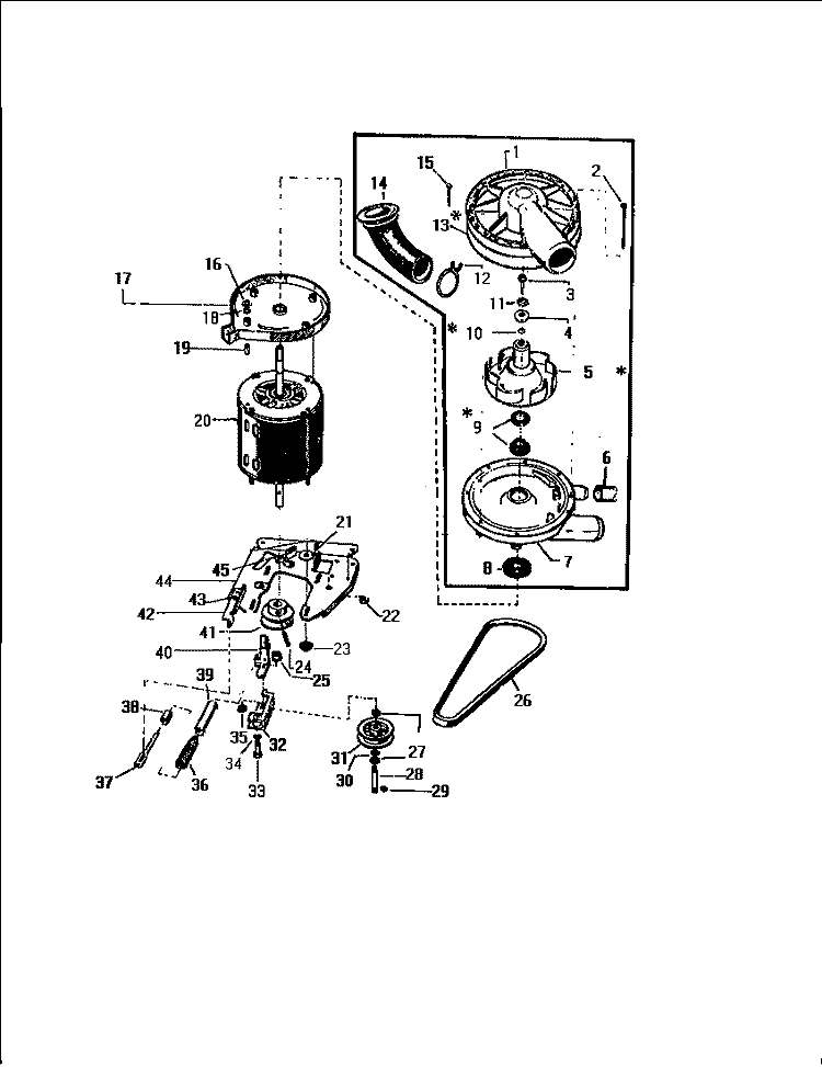 PULLEY, BELTS Diagram and Parts List for LA400EXV3  Frigidaire Washer