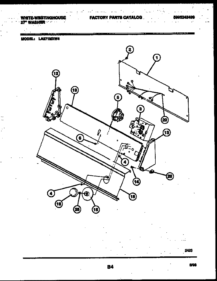CONSOLE AND CONTROL PARTS Diagram and Parts List for LA271MXW4  Frigidaire Washer