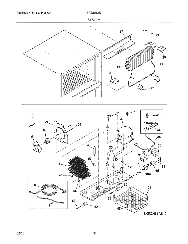 SYSTEM Diagram and Parts List for FRT21IL5DB8  Frigidaire Refrigerator