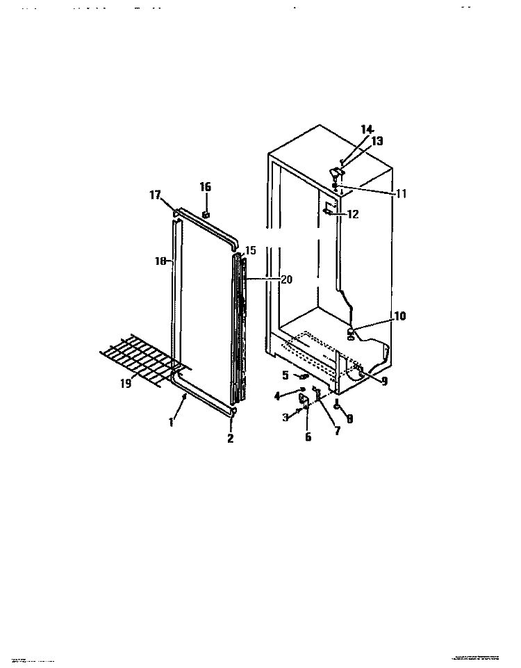 CABINET HINGES, APRON, DOOR MOULDIN Diagram and Parts List for UFS16DL1  Frigidaire Freezer