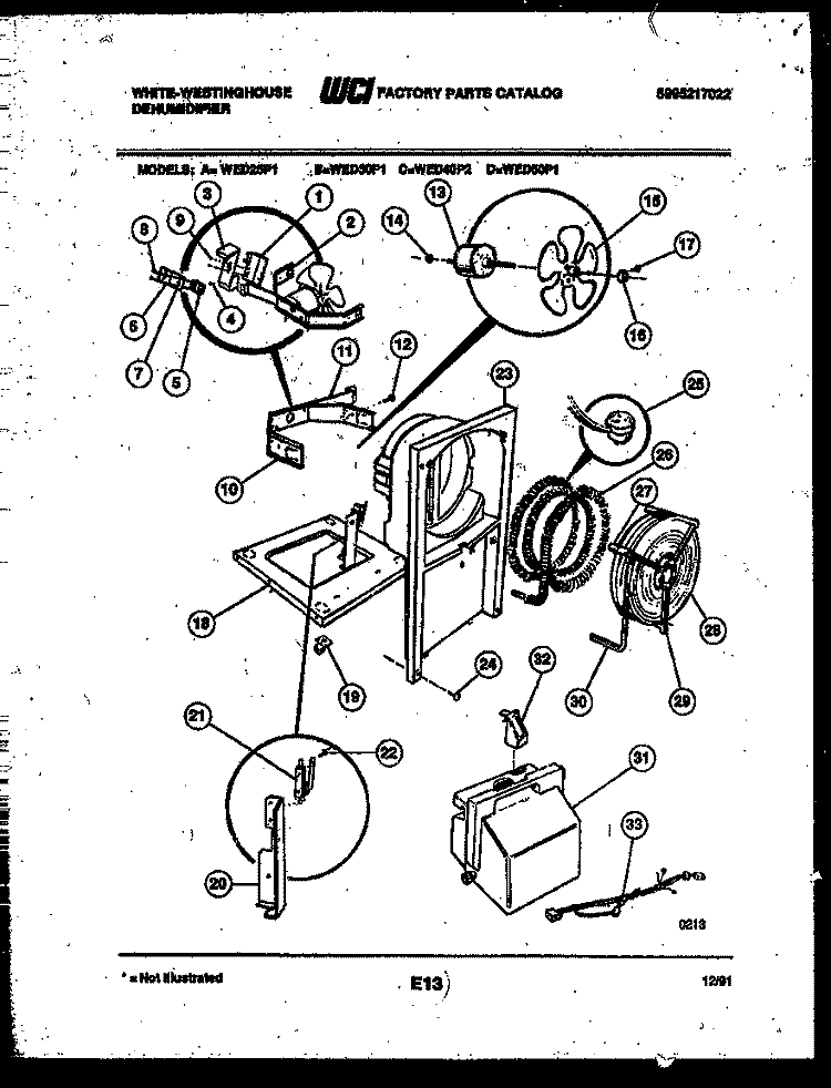 AIR, WATER AND CONDENSING PARTS Diagram and Parts List for WED40P2  Frigidaire Dehumidifier