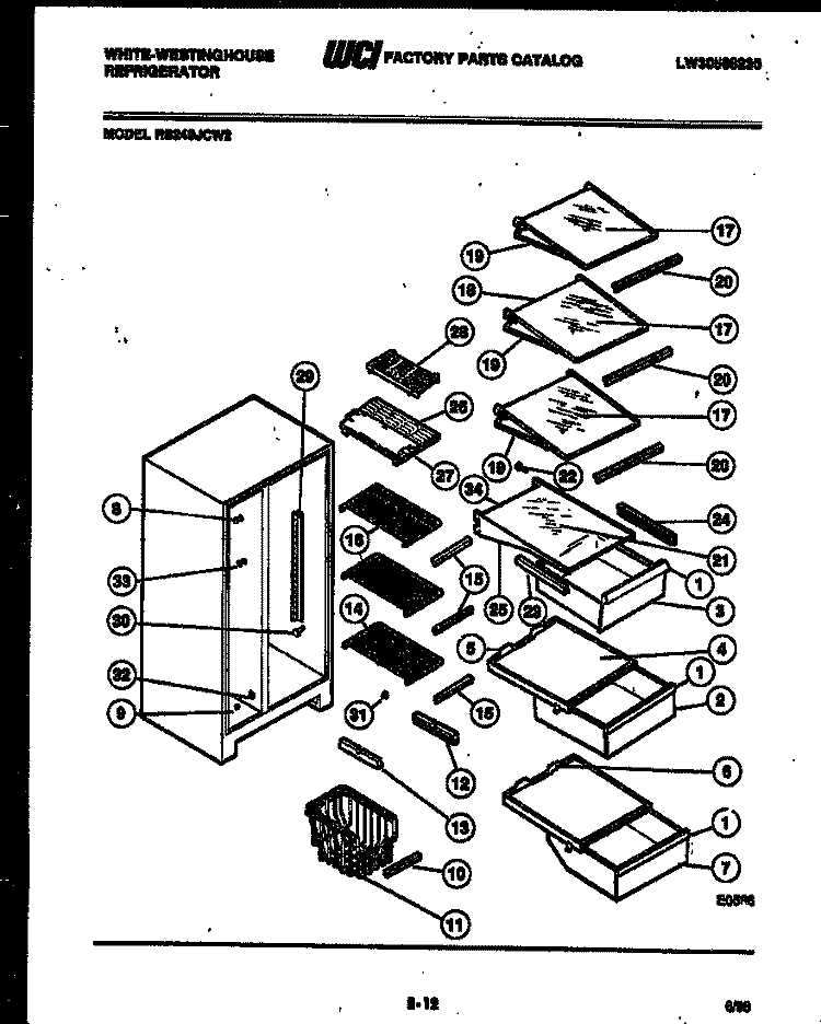 SHELVES AND SUPPORTS Diagram and Parts List for RS249JCD2  Frigidaire Refrigerator