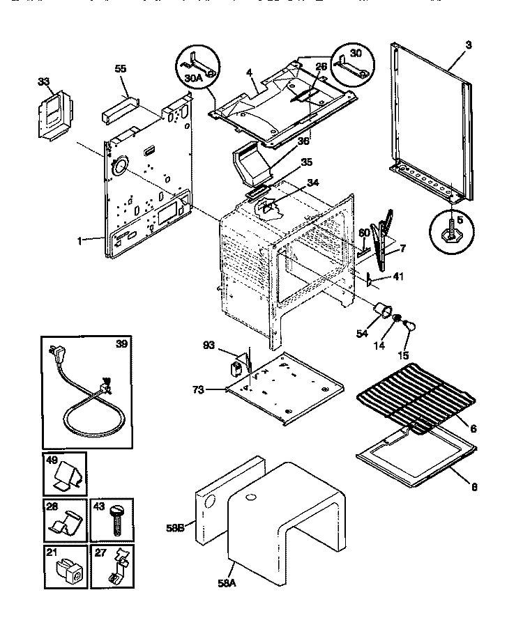 BODY Diagram and Parts List for TGF335BCWA  Tappan Range