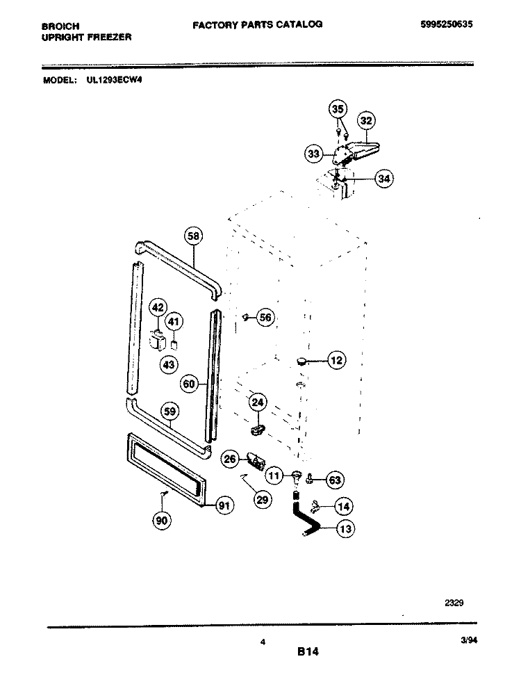 CABINET Diagram and Parts List for UL1293ECW4  Electrolux Freezer