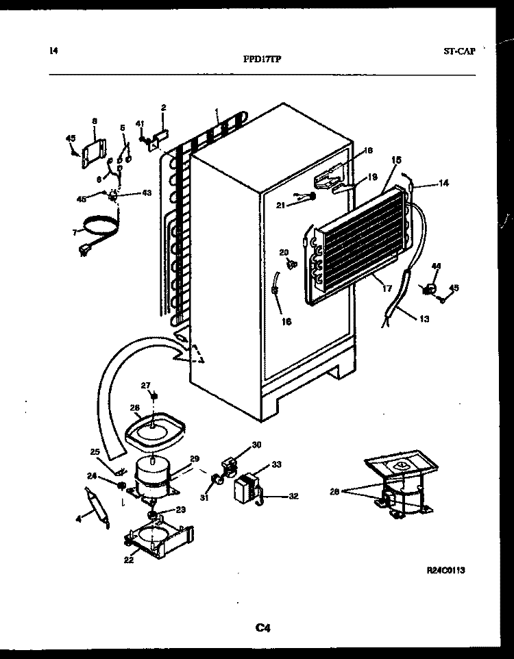 SYSTEM AND AUTOMATIC DEFROST PARTS Diagram and Parts List for FPD17TLPW2  Frigidaire Refrigerator