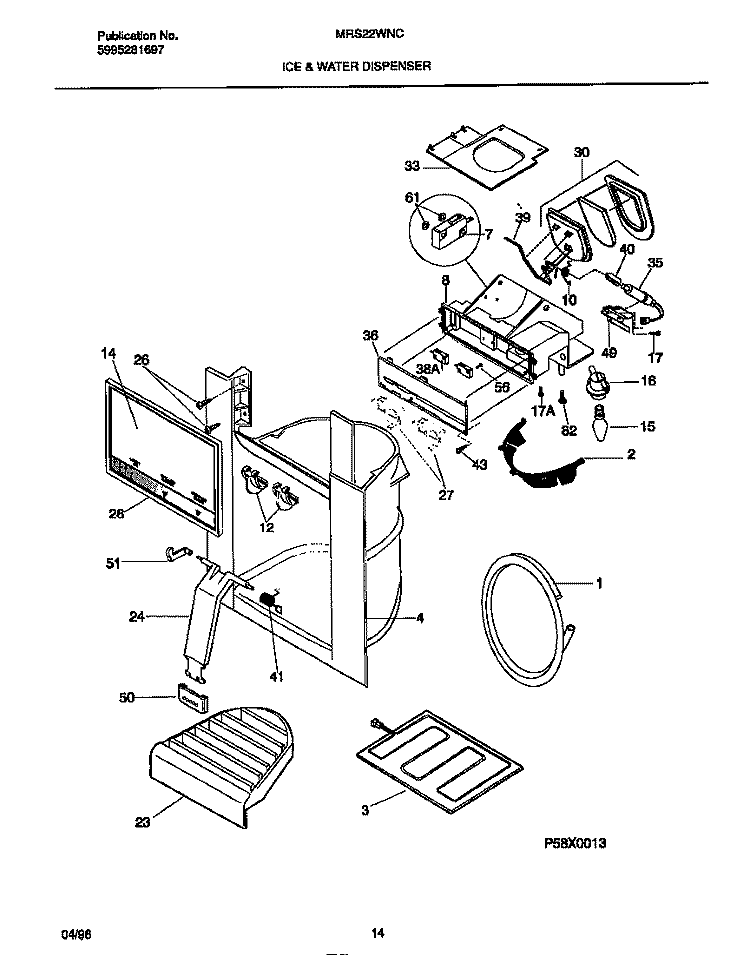 ICE & WATER DISPENSER Diagram and Parts List for MRS22WNCD2  Frigidaire Refrigerator
