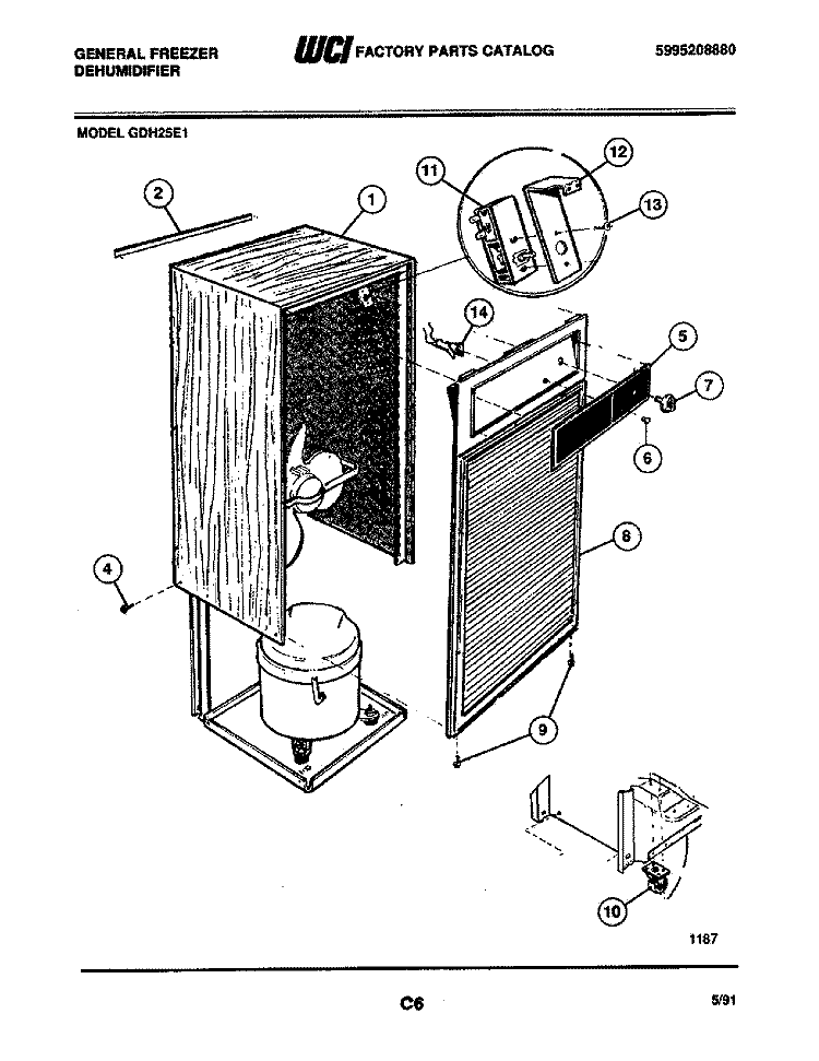 WRAPPER Diagram and Parts List for GDH25E1  Frigidaire Dehumidifier