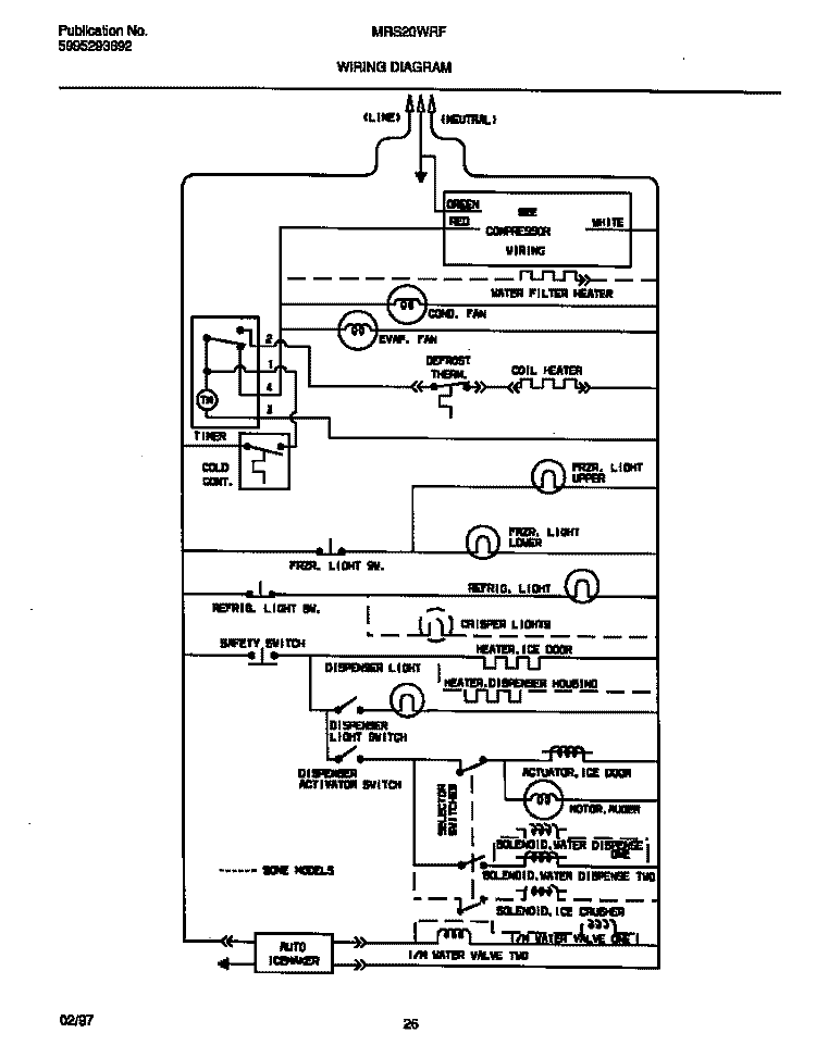 WIRING DIAGRAM Diagram and Parts List for MRS20WRFW0  Frigidaire Refrigerator