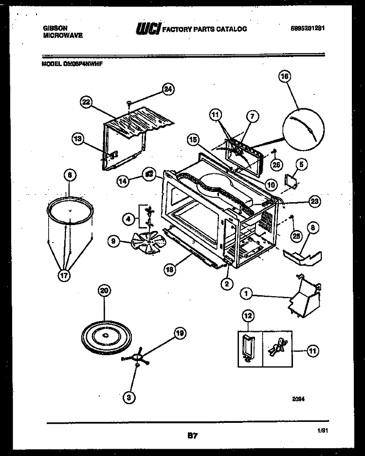 BODY PARTS Diagram and Parts List for OM08P4NWHF  Gibson Microwave