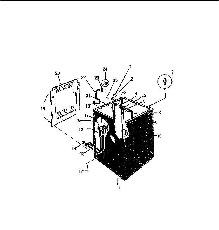 CABINET, HOSES Diagram and Parts List for LA750EXV3  Frigidaire Washer