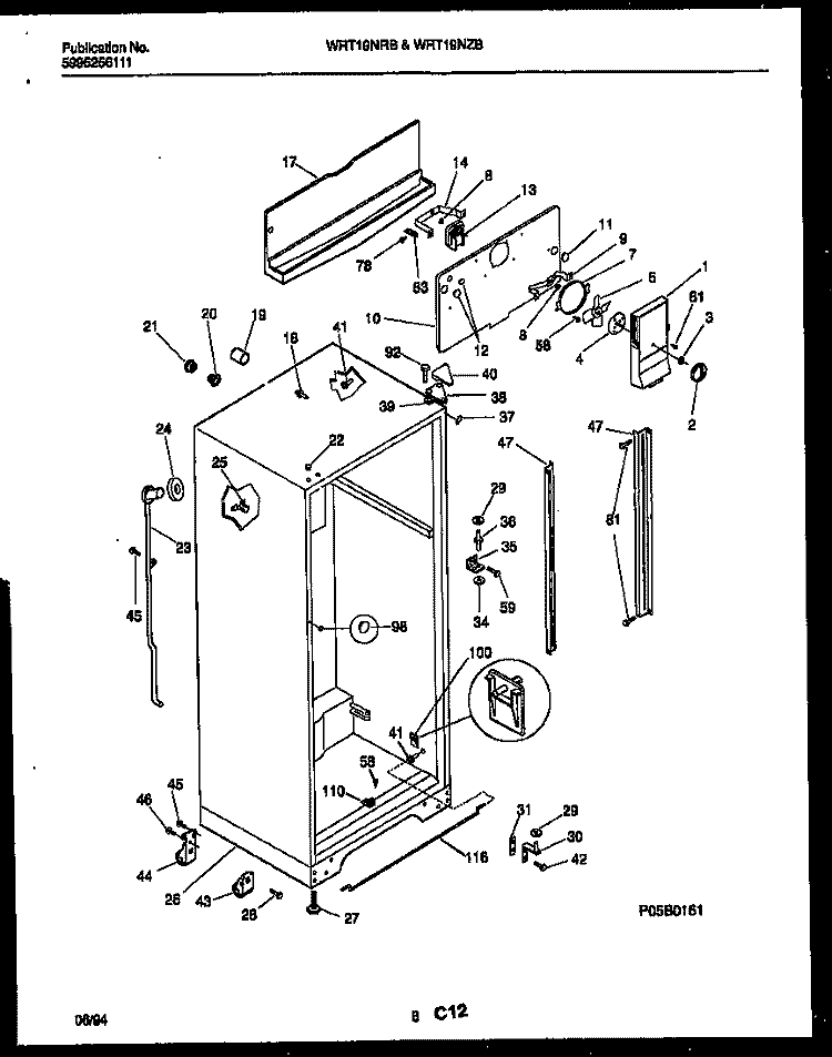CABINET PARTS Diagram and Parts List for WRT19NZBW0  Frigidaire Refrigerator