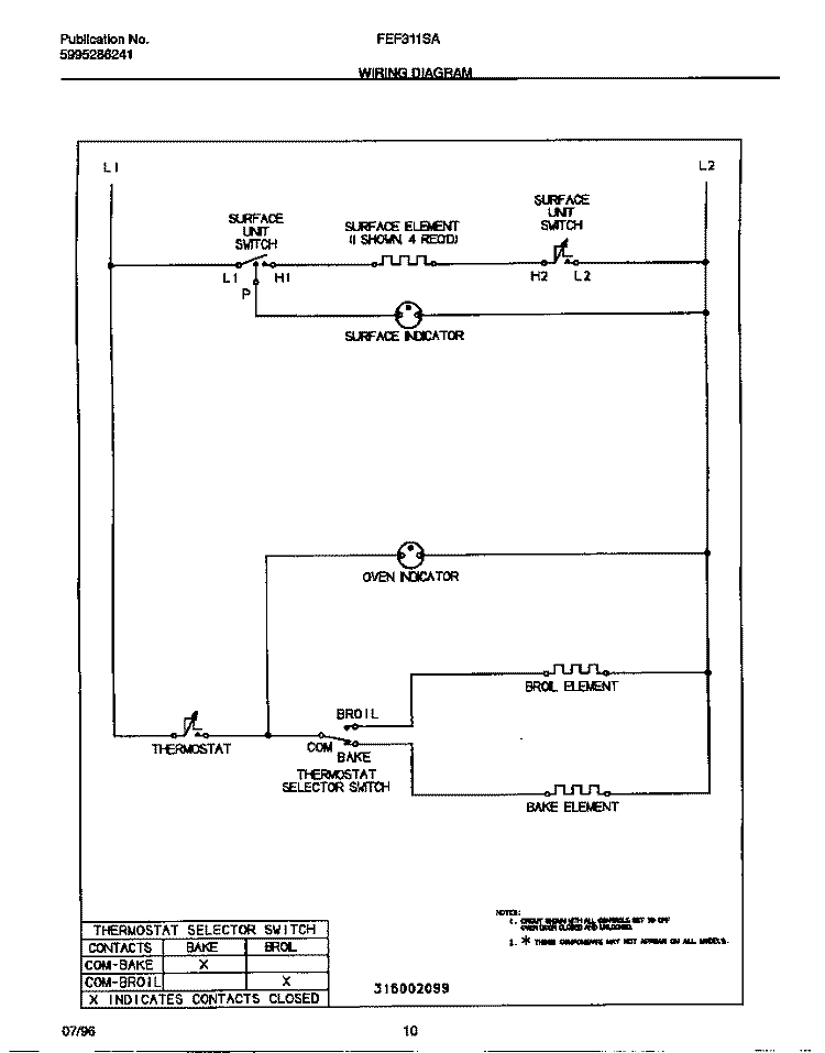 WIRING DIAGRAM Diagram and Parts List for FEF311SADF  Frigidaire Range