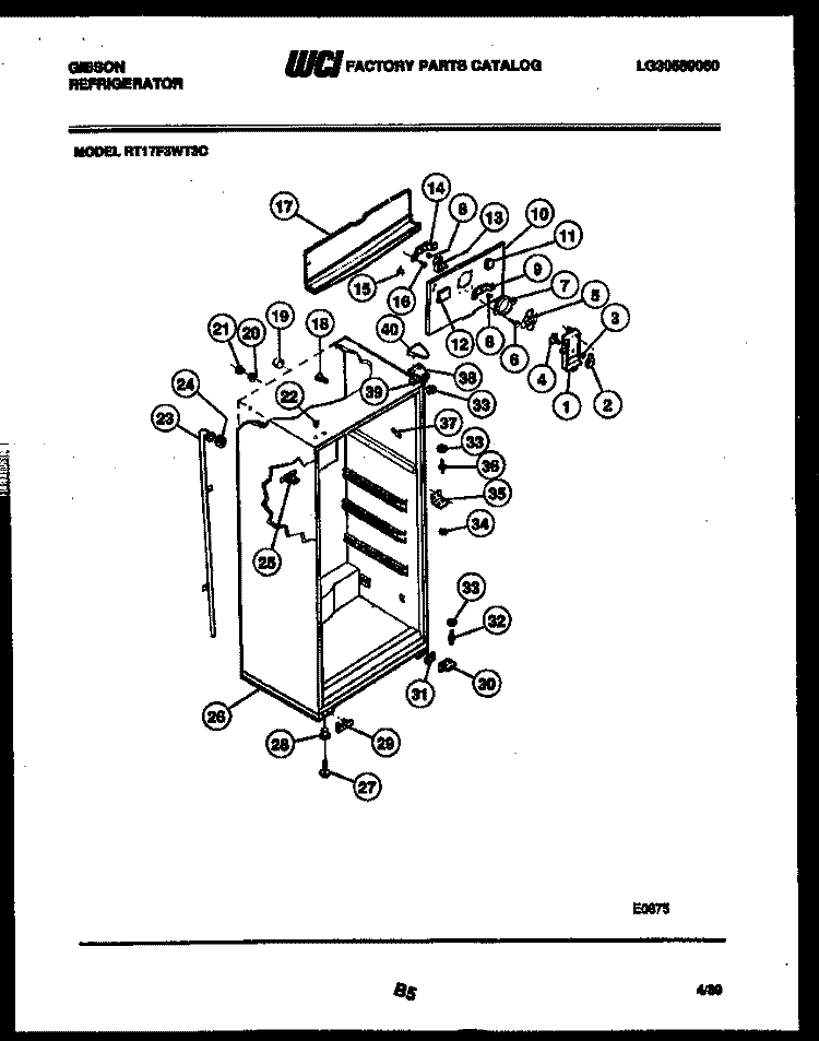CABINET PARTS Diagram and Parts List for RT17F3WT3C  Gibson Refrigerator