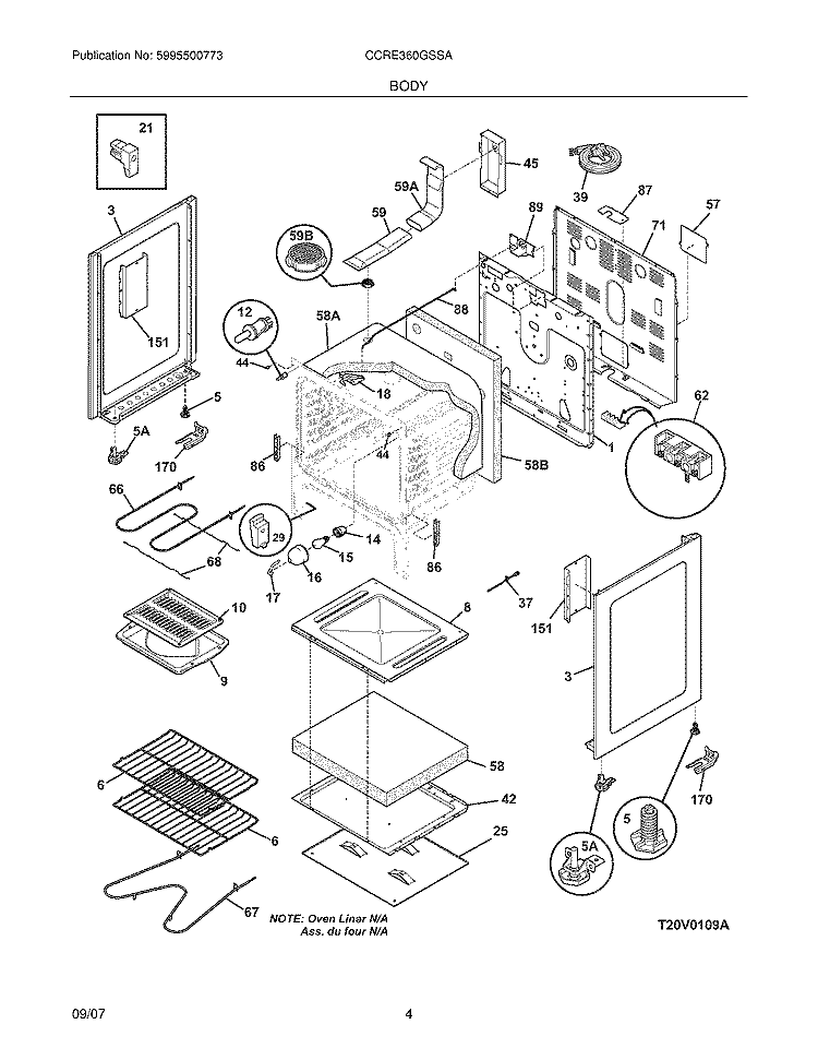 BODY Diagram and Parts List for CCRE360GSSA  Crosley Range