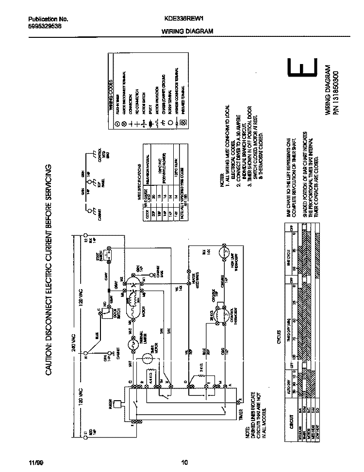 131850300 WIRING DIAGRAM Diagram and Parts List for KDE336REW1  Kelvinator Dryer