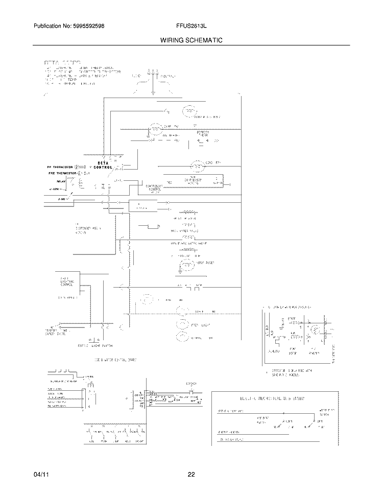 WIRING SCHEMATIC Diagram and Parts List for FFUS2613LP5  Frigidaire Refrigerator