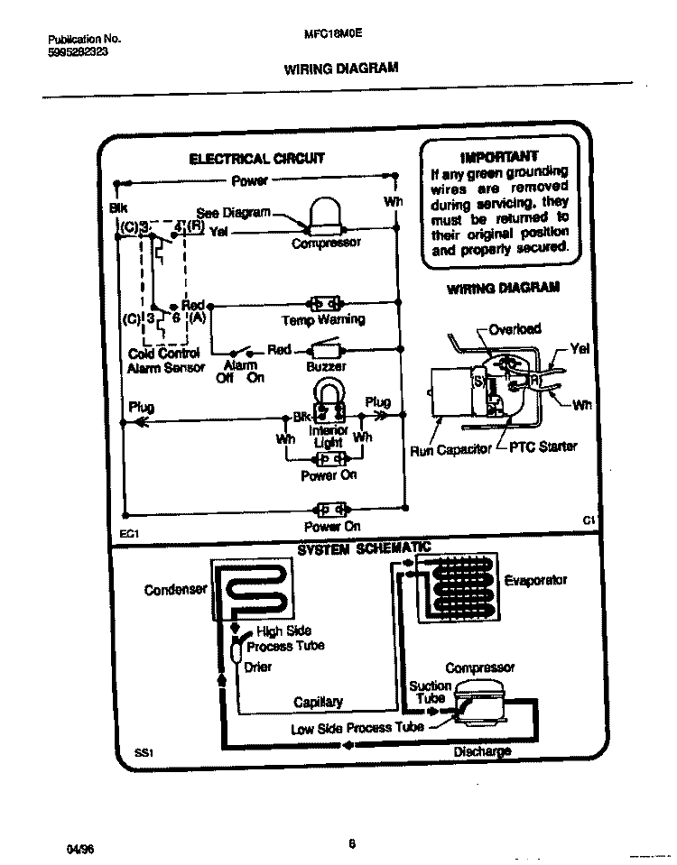 WIRING DIAGRAM Diagram and Parts List for MFC18M0EW0  Frigidaire Freezer