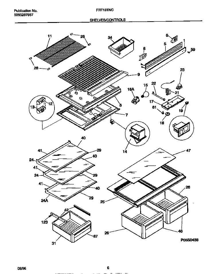 SHELVES / CONTROLS Diagram and Parts List for FRT18TNCD3  Frigidaire Refrigerator