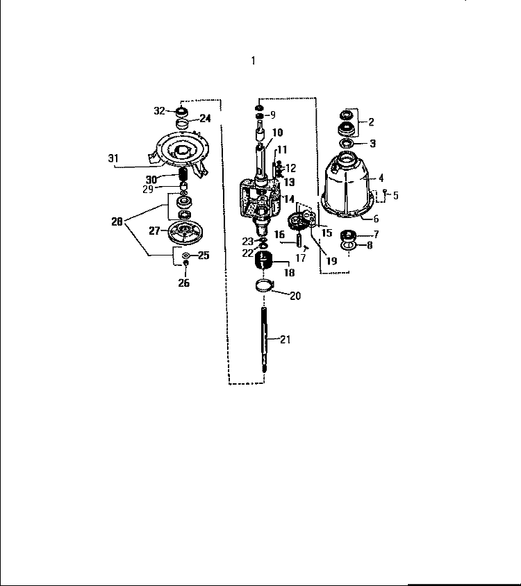 TRANSMISSION Diagram and Parts List for LA750EXV3  Frigidaire Washer
