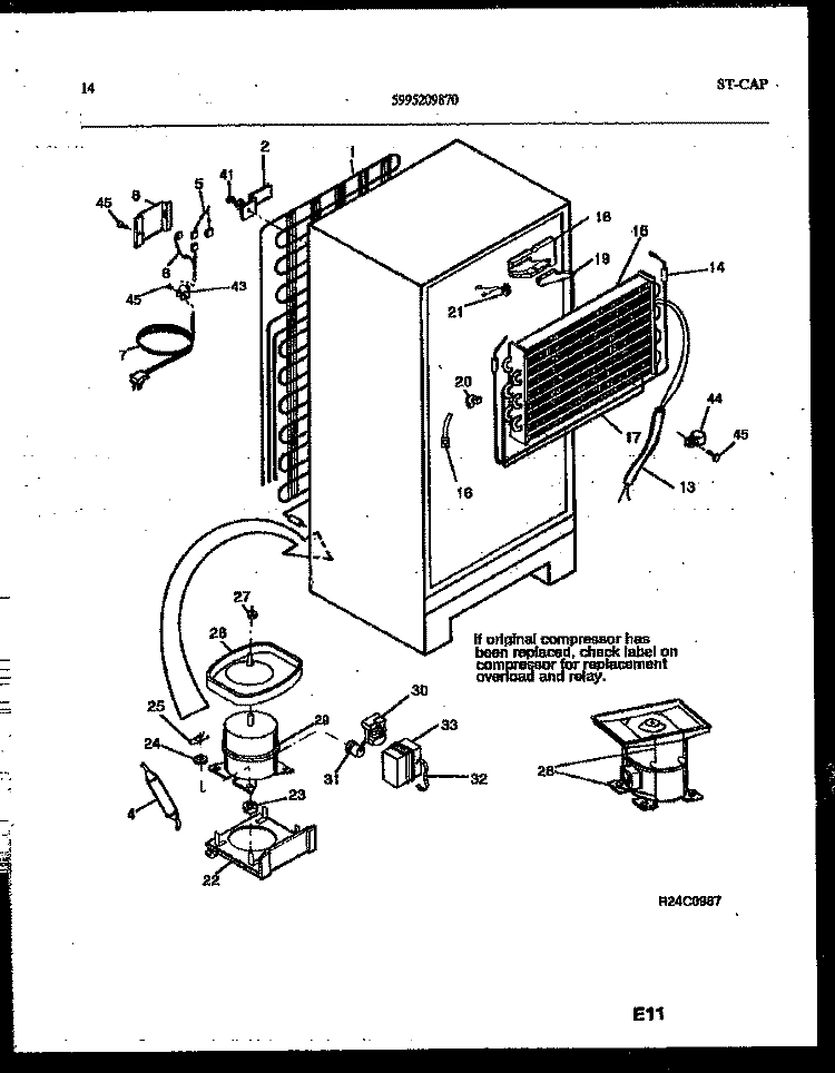 SYSTEM AND AUTOMATIC DEFROST PARTS Diagram and Parts List for RT217NCH0  Frigidaire Refrigerator