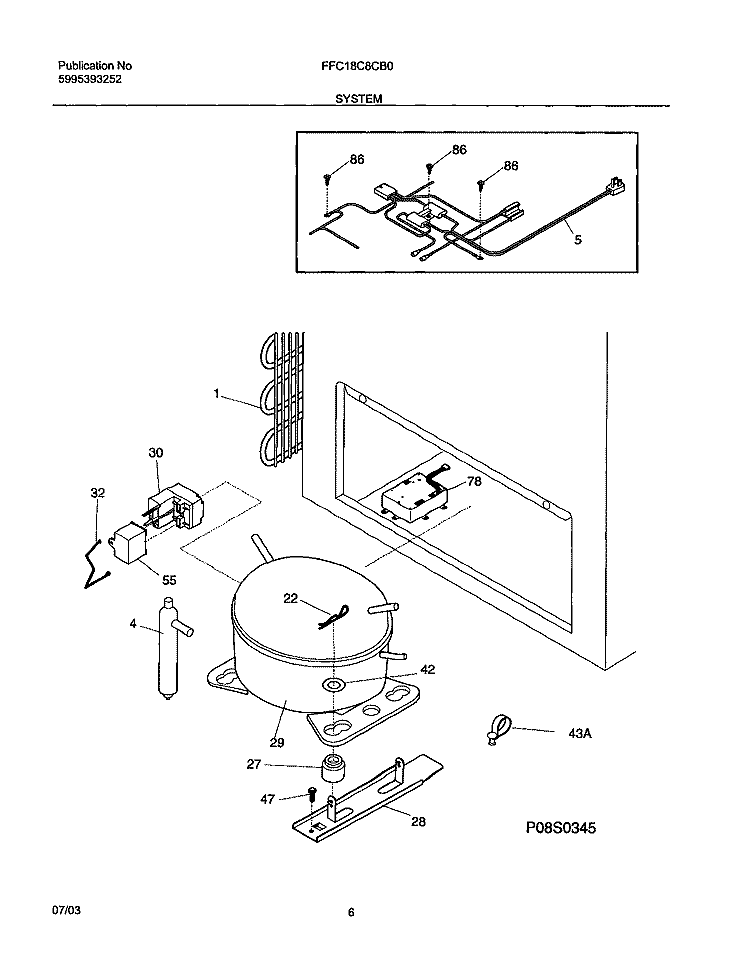 SYSTEM Diagram and Parts List for FFC18C8CB0  Frigidaire Freezer
