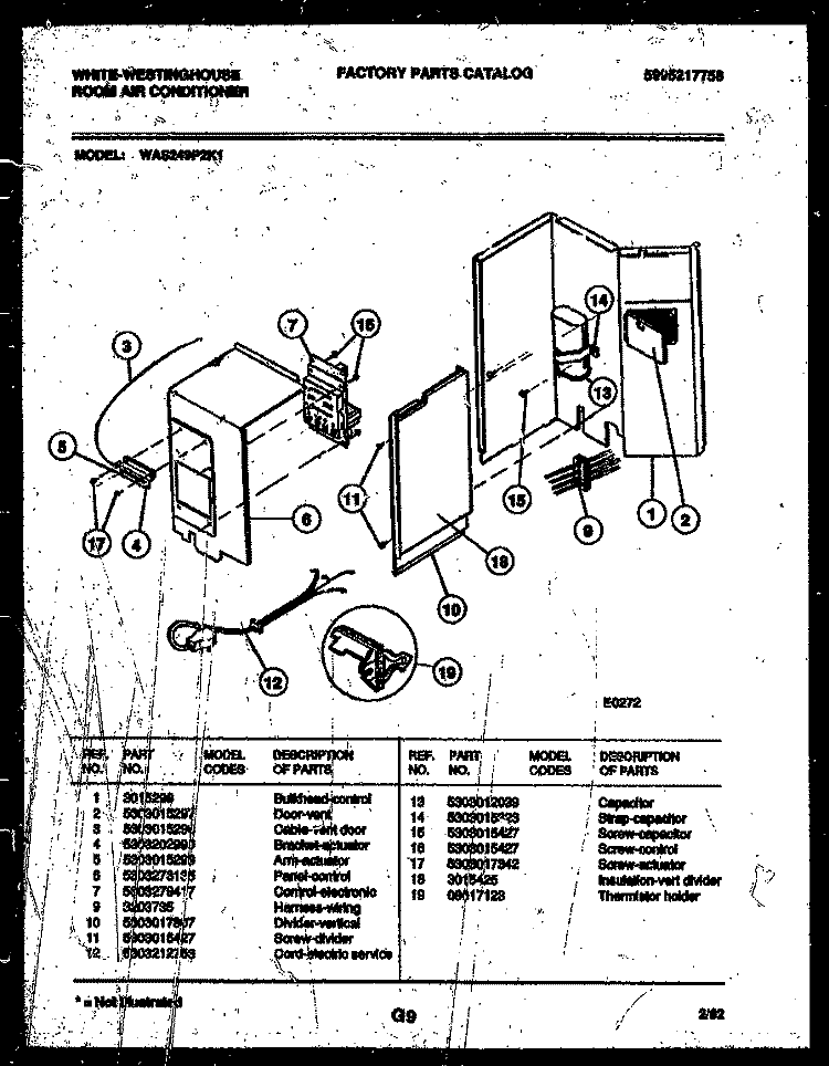 ELECTRICAL PARTS Diagram and Parts List for WAS249P2K1  Frigidaire Air Conditioner