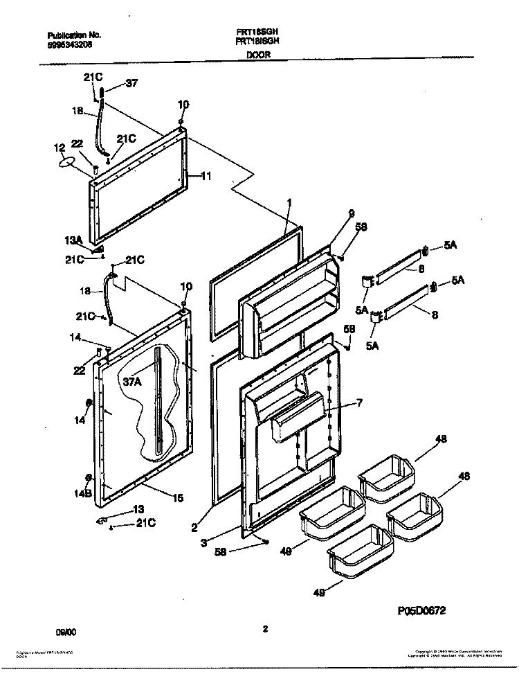 DOOR Diagram and Parts List for FRT18ISGHW1  Frigidaire Refrigerator