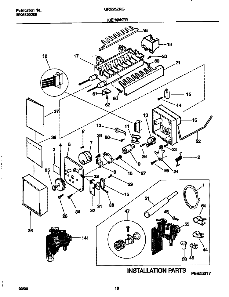 ICE MAKER Diagram and Parts List for GRS26ZRGW5  Gibson Refrigerator