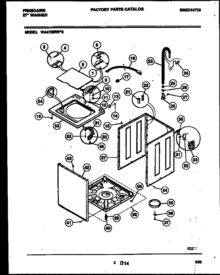 CABINET PARTS Diagram and Parts List for WA4720RW2  Frigidaire Washer