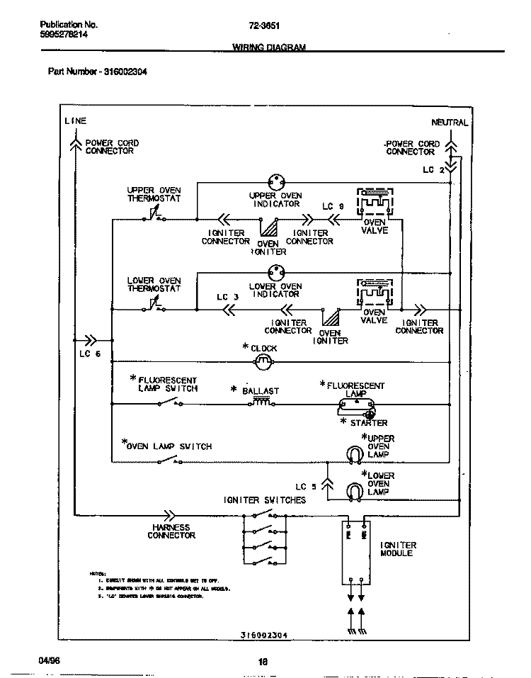 WIRING DIAGRAM Diagram and Parts List for 72-3651-00-08  Tappan Range
