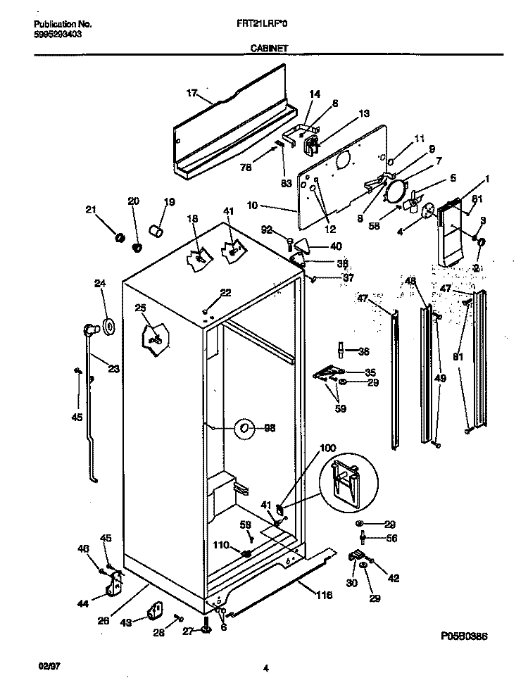 CABINET Diagram and Parts List for FRT21LRFD0  Frigidaire Refrigerator