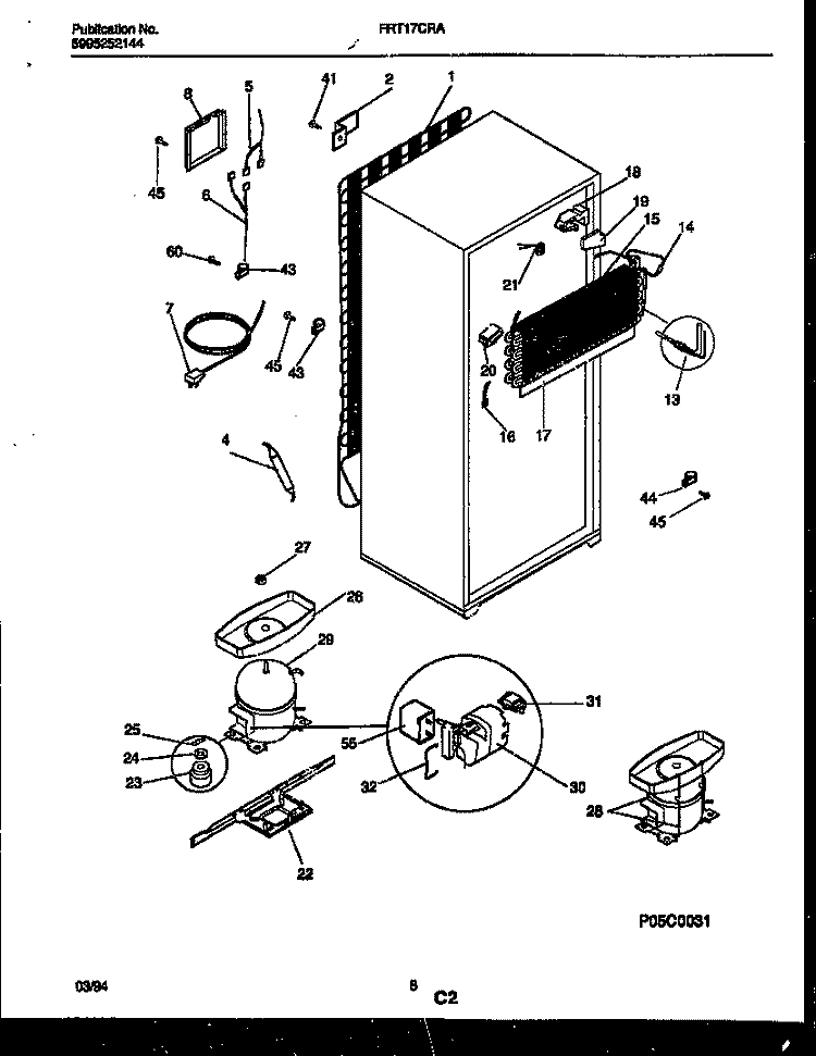 SYSTEM AND AUTOMATIC DEFROST PARTS Diagram and Parts List for FRT17CRAW1  Frigidaire Refrigerator
