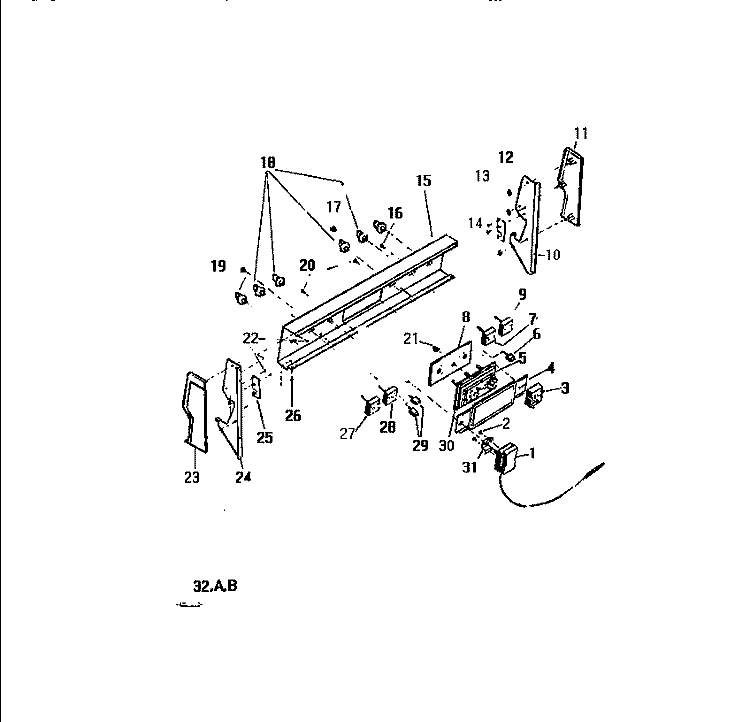 BACKGUARD Diagram and Parts List for KF450GDD2  Frigidaire Range