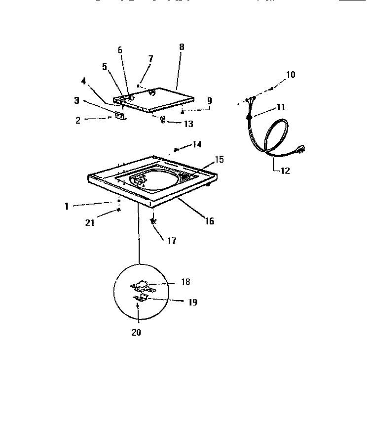 TOP PANEL Diagram and Parts List for LA560JXD3  Frigidaire Washer