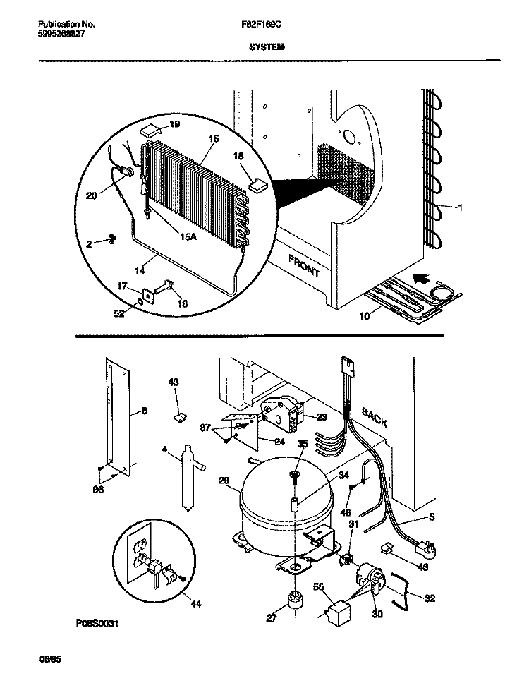 SYSTEM Diagram and Parts List for F82F169CW0  Frigidaire Freezer