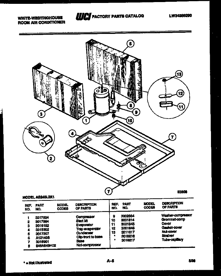 SYSTEM PARTS Diagram and Parts List for AS248L2K1  Frigidaire Air Conditioner
