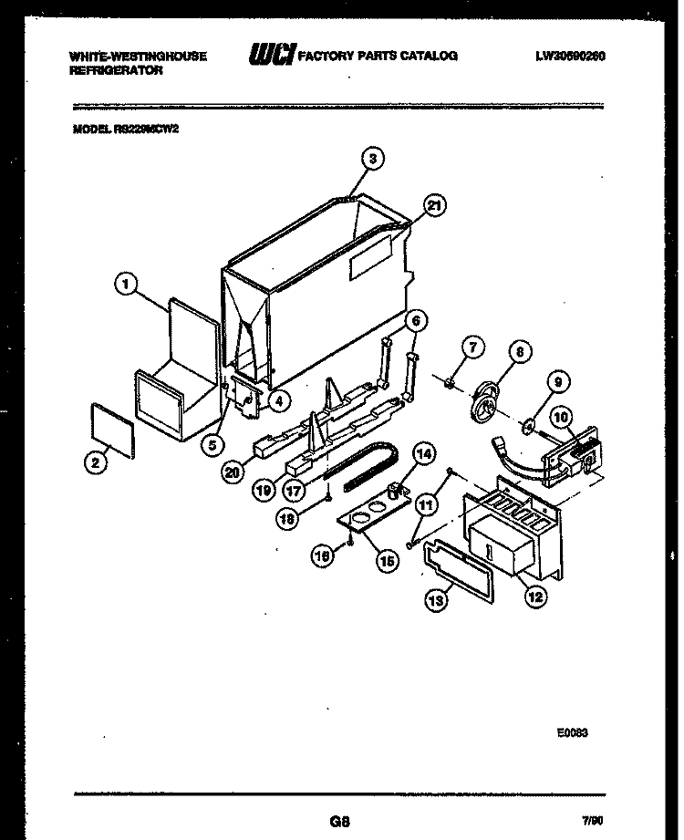 ICE DISPENSER Diagram and Parts List for RS229MCD2  Frigidaire Refrigerator