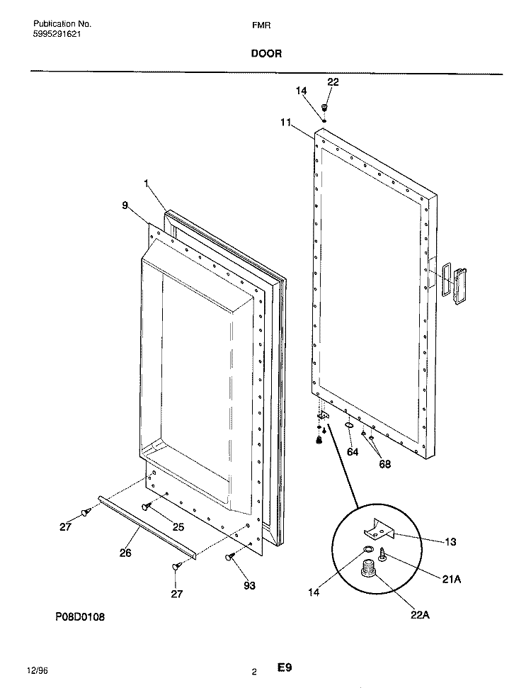 DOOR Diagram and Parts List for FMR4  Electrolux Freezer