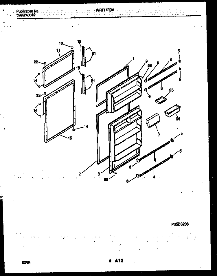 DOOR PARTS Diagram and Parts List for WRT17FGAD1  Frigidaire Refrigerator