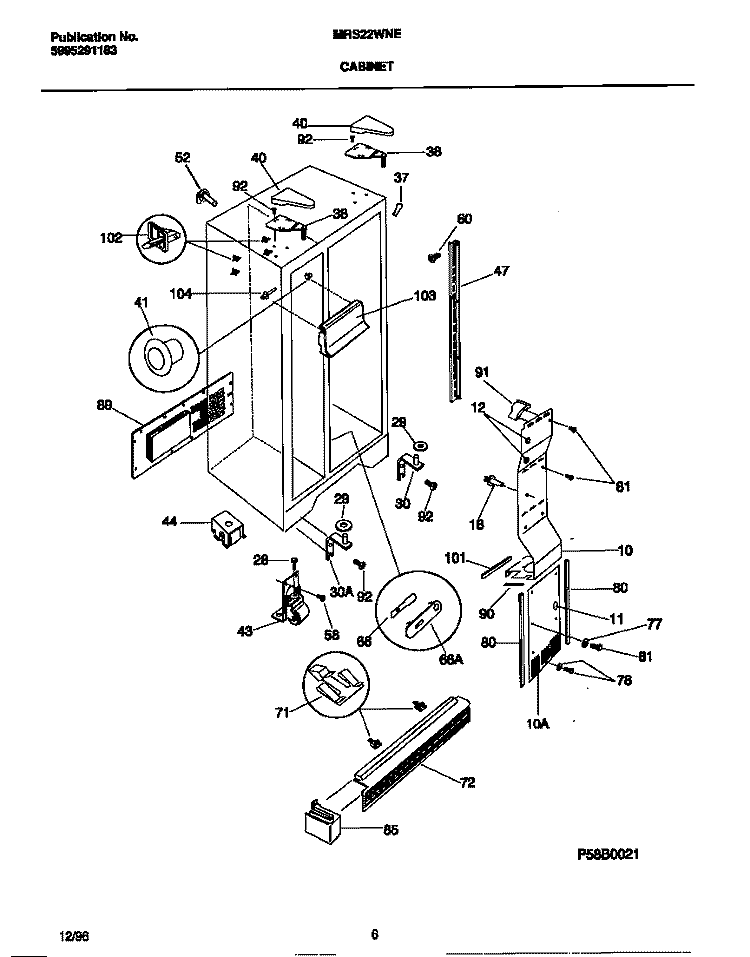 CABINET Diagram and Parts List for MRS22WNEW2  Frigidaire Refrigerator