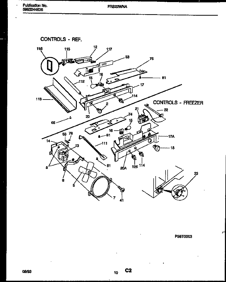 REFRIGERATOR CONTROL ASSEMBLY, DAMP Diagram and Parts List for FRS22WNAD1  Frigidaire Refrigerator